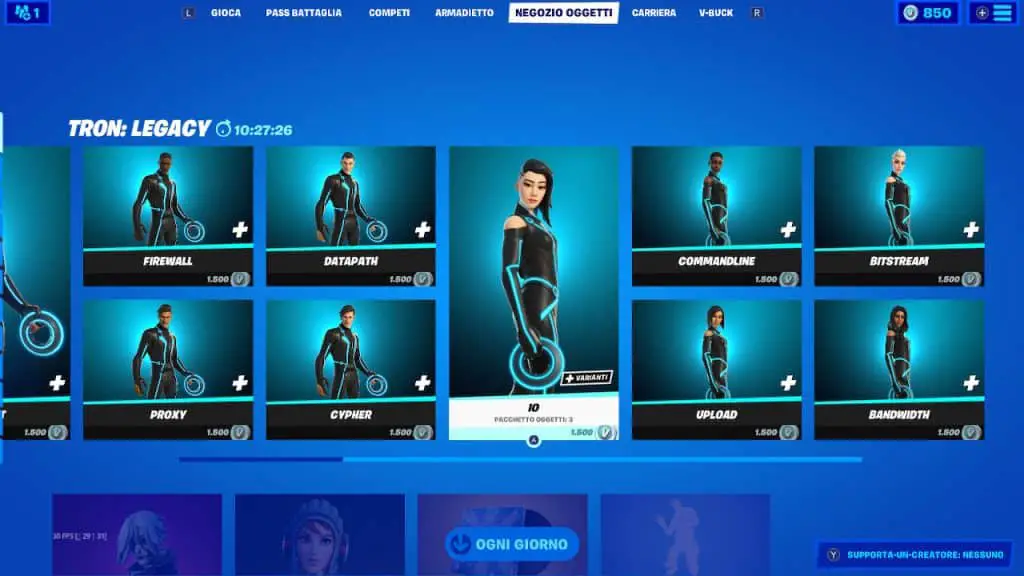 Fortnite, i contenuti di Tron Legacy arrivano nel negozio oggetti