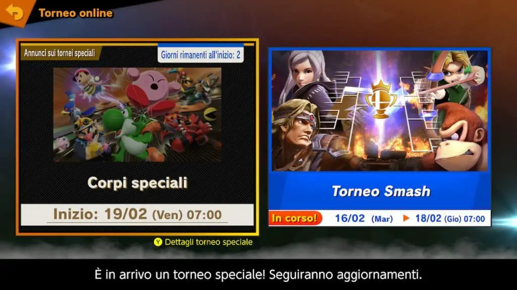Super Smash Bros. Ultimate, torneo online del weekend “Corpi speciali”