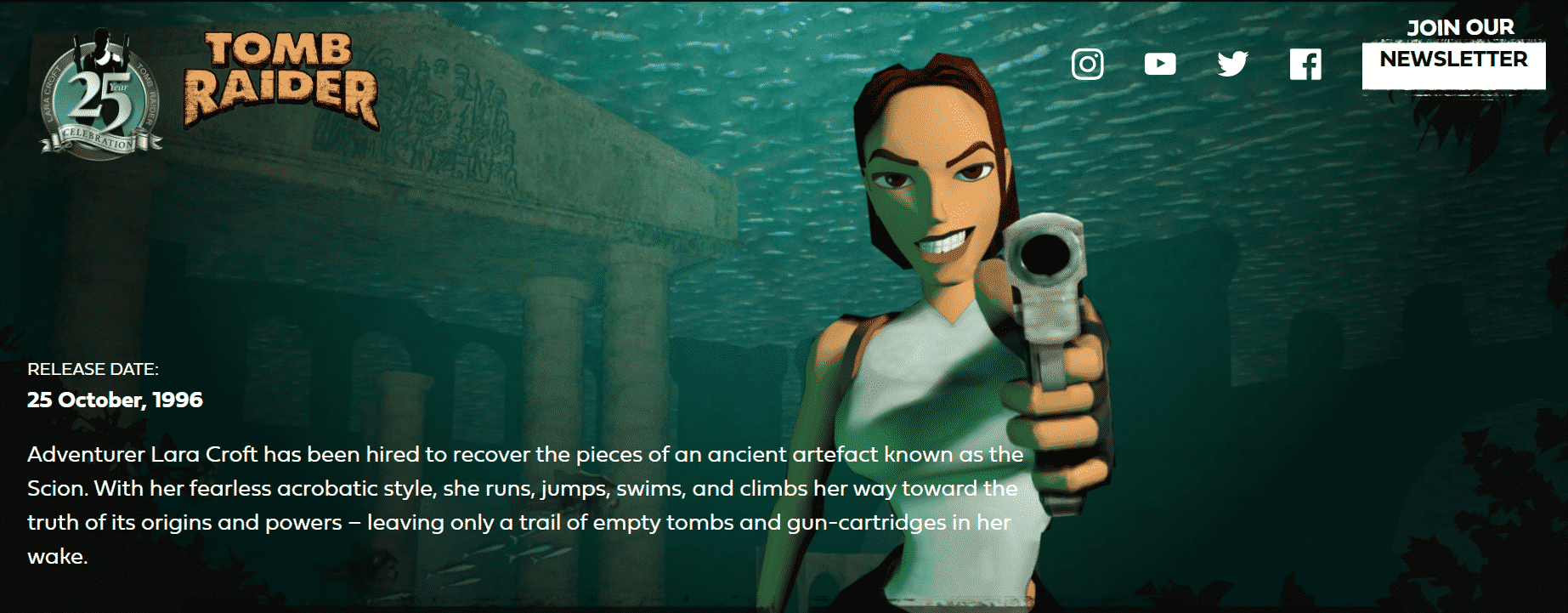 tomb raider 25 anniversario sito web