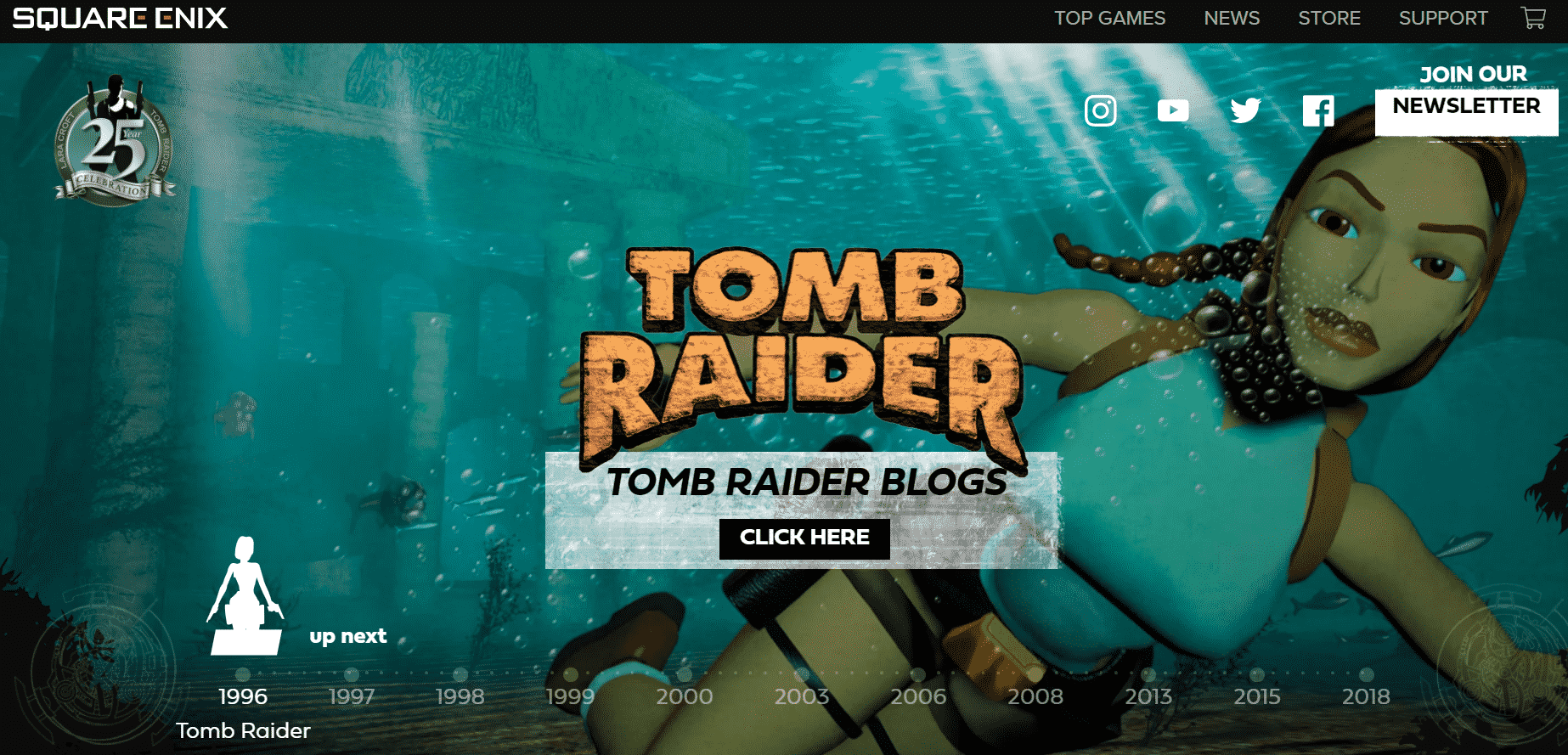 tomb raider 25 anniversario sito web