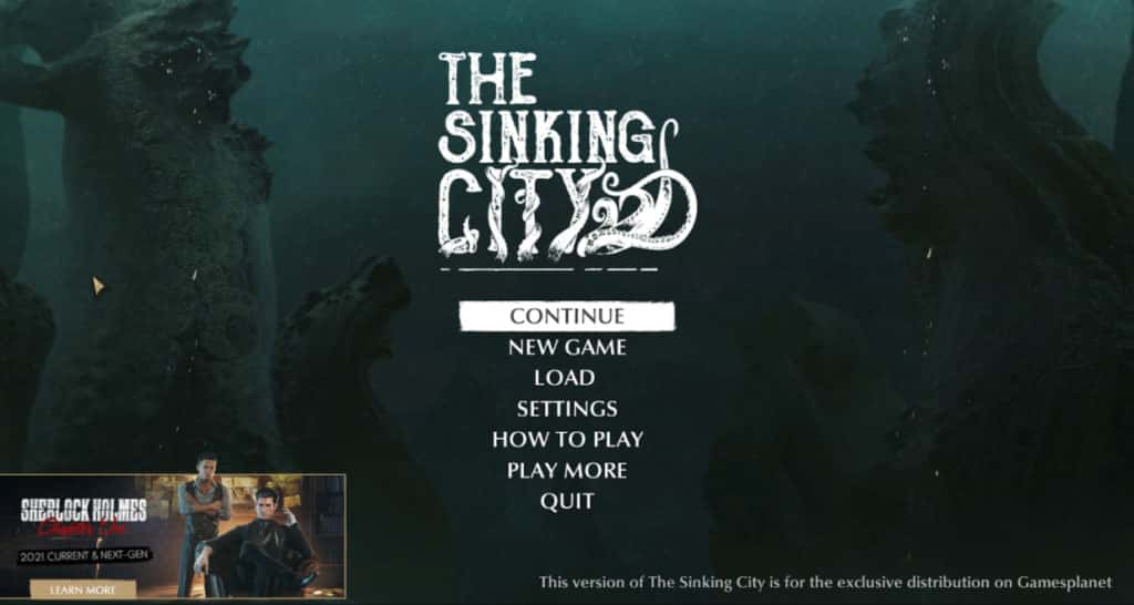 The Sinking City Original Main Menu