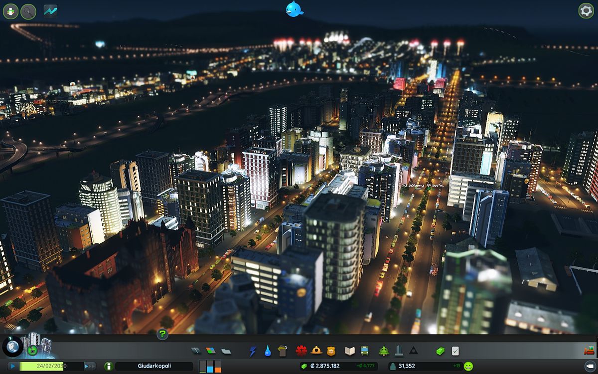Veduta di una città costruita in cities skylines, immagine di repertorio della serie