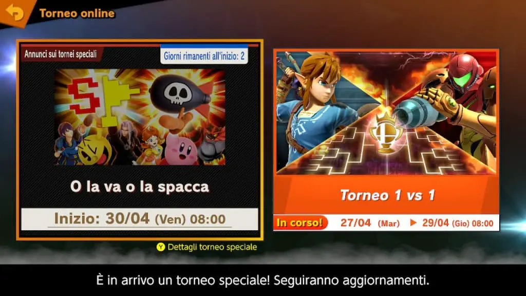 Super Smash Bros Ultimate, torneo online O La Va O La Spacca