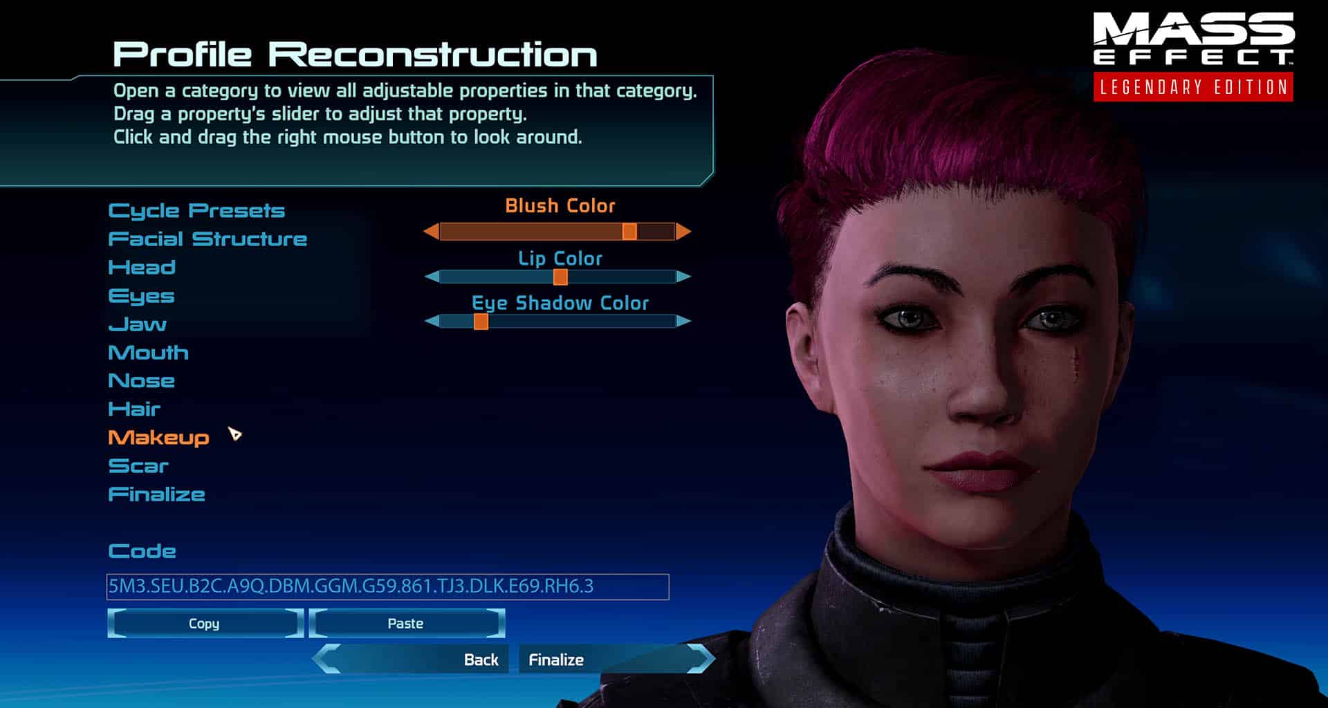 Mass Effect Legendary Edition Shepard Editor