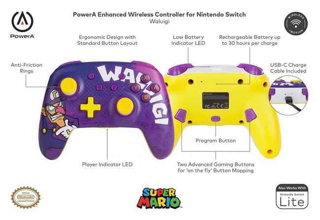 Waluigi nintendo switch pro controller