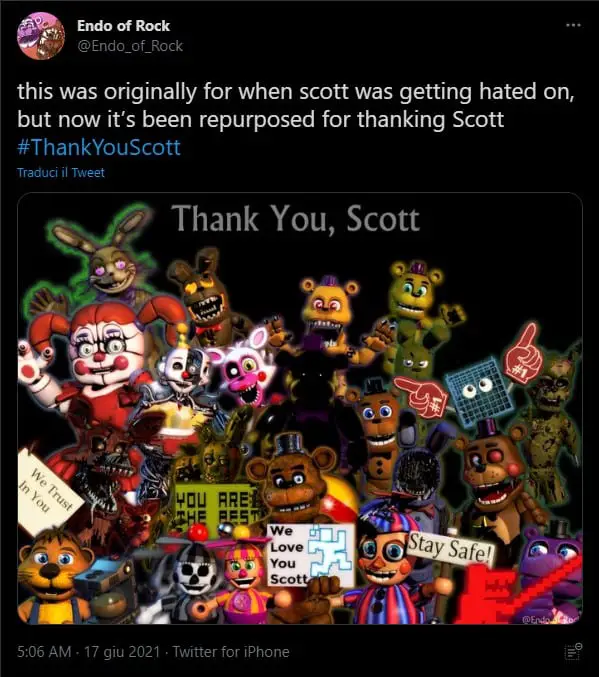 five nights at freddy's tweet