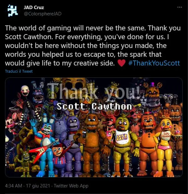 five nights at freddy's tweet