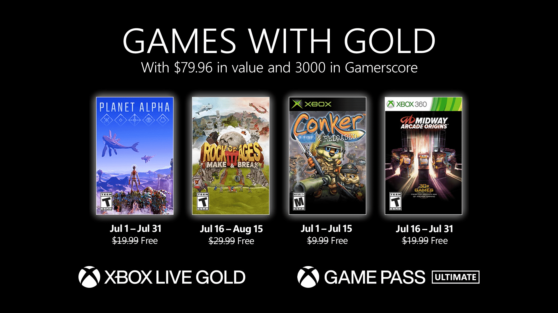 Xbox Live Gold: annunciati i giochi gratuiti di luglio 2021