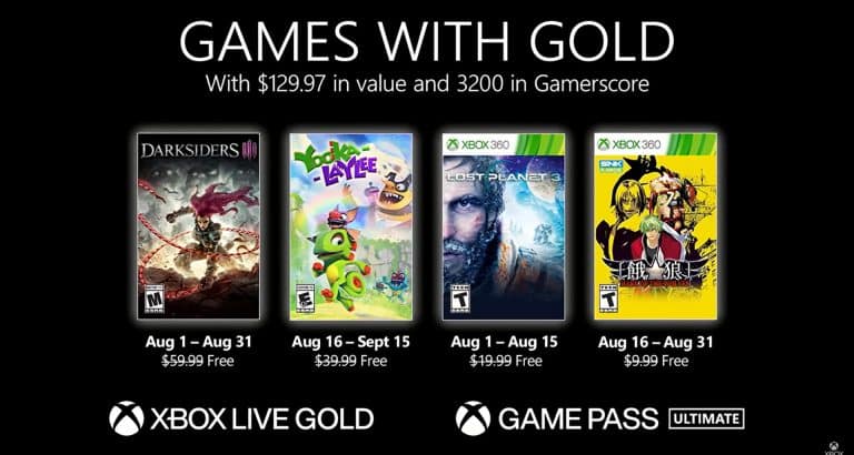 Xbox live gold: ecco i giochi gratis di agosto 2021