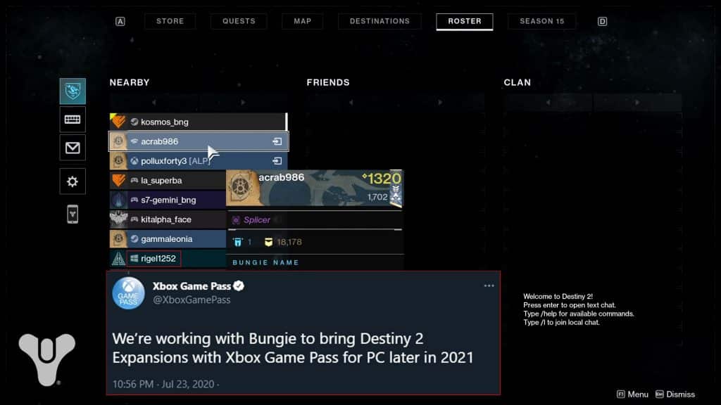 Destiny 2: i DLC in arrivo su Xbox Game Pass per PC?