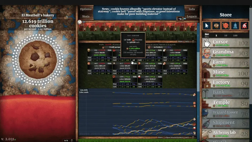 Cookie Clicker screen