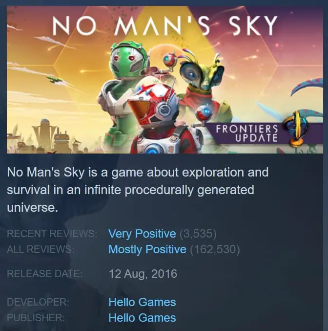 No Man's Sky dopo 5 anni finalmente conquista i player