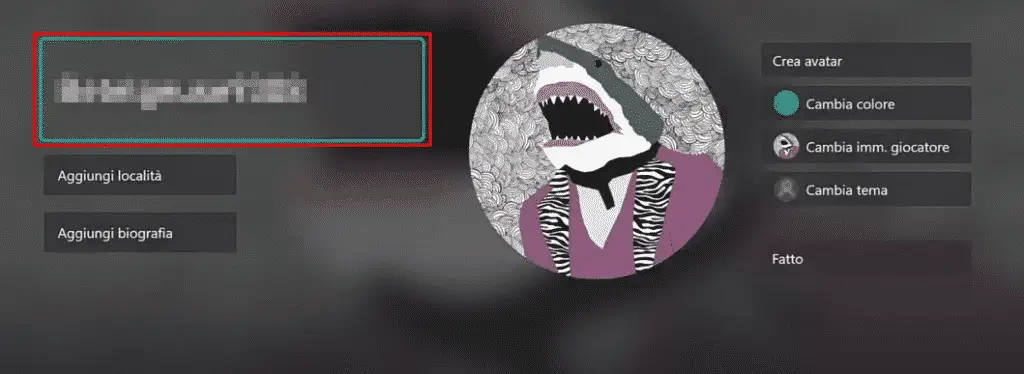 seleziona gamertag