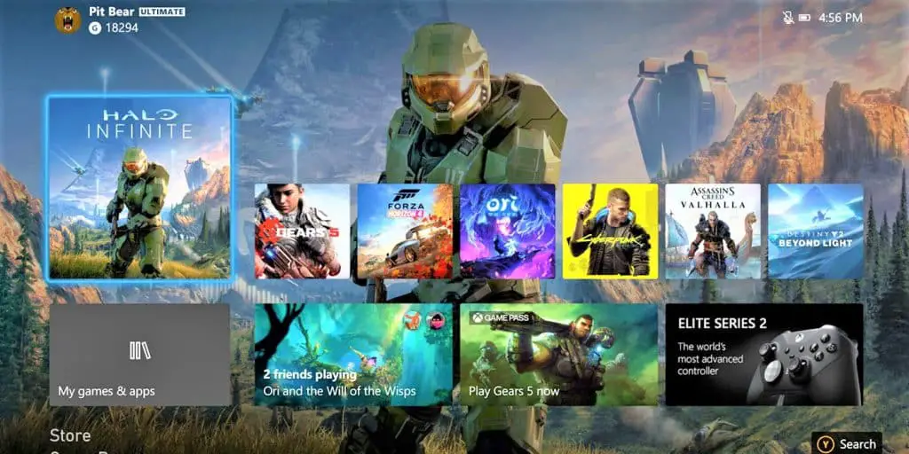 Xbox Halo Infinite menu