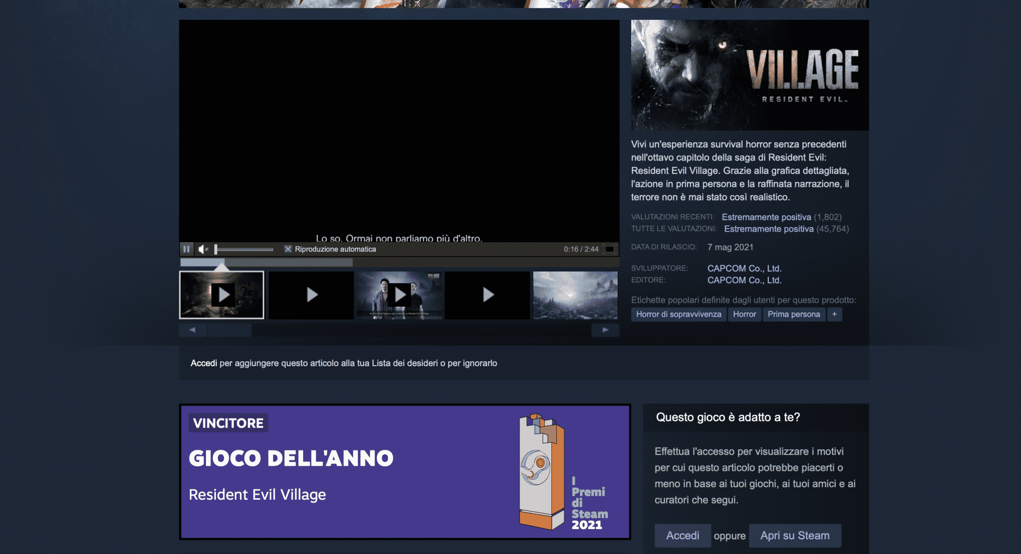 Steam Resident Evil Village