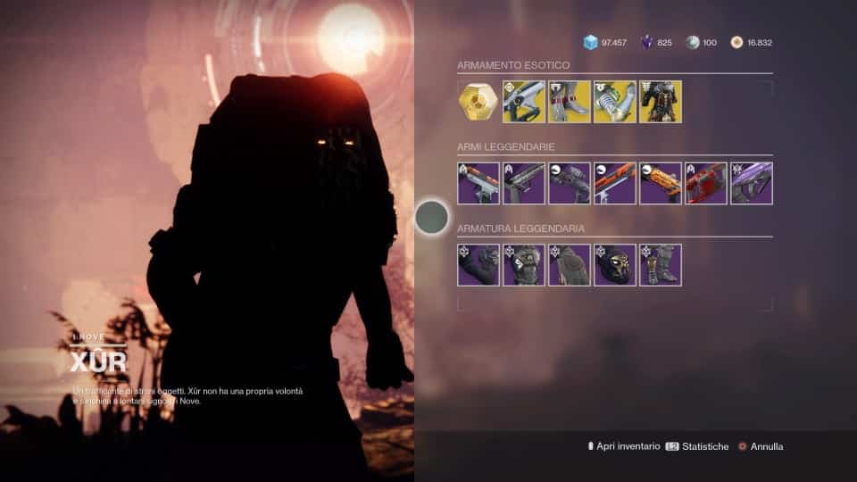 Destiny 2: guida alla location di Xur e alle esotiche della settimana (21-25 gennaio)