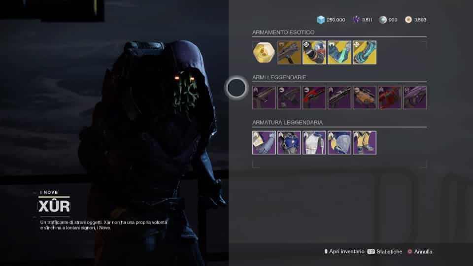 Destiny 2: guida alla location di Xur e alle esotiche della settimana (7-11 gennaio)