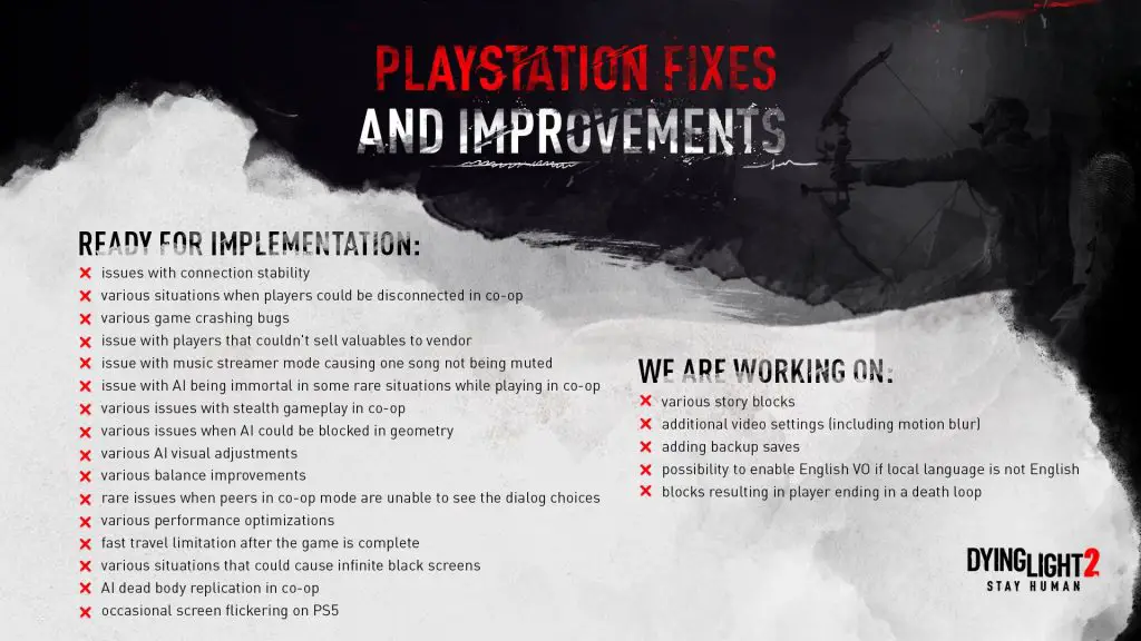 Dying Light 2 hotfix PlayStation