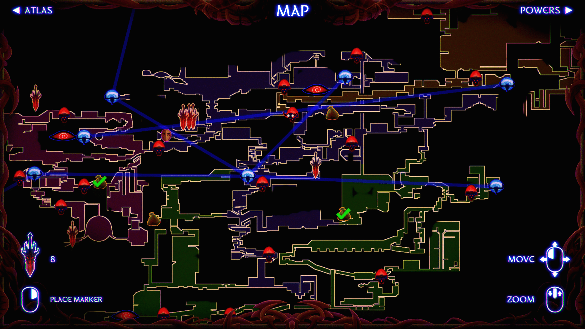 Esempio della mappa di gioco in Doomblade