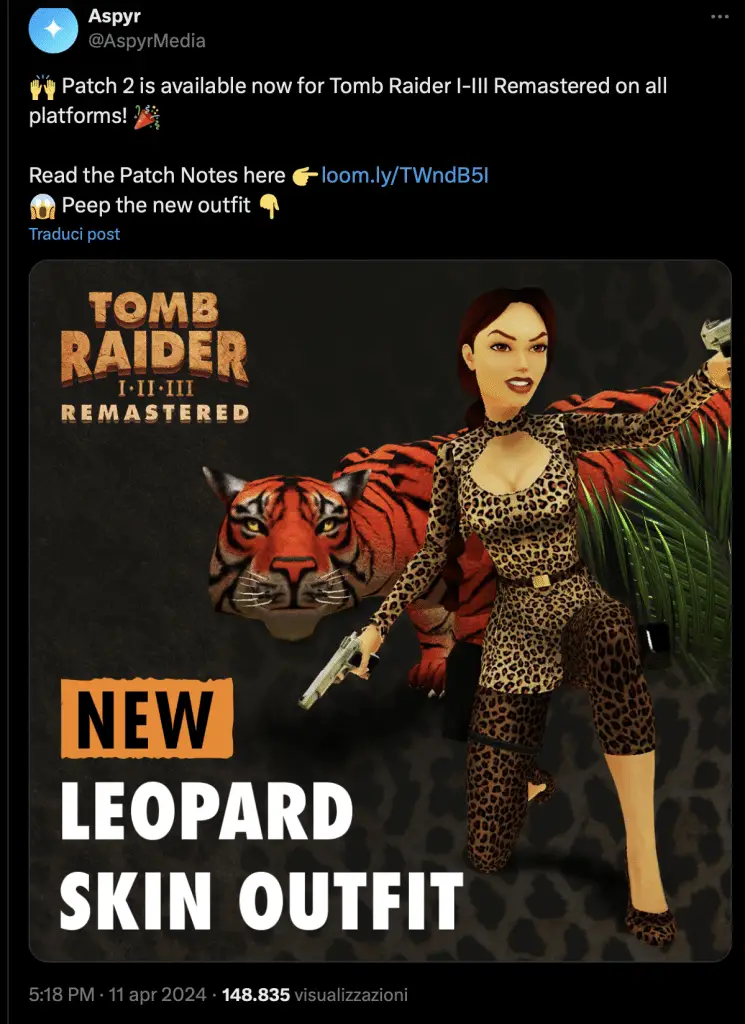 Lara Coft Pelle di Leopardo Tomb Raider Remastered I-III