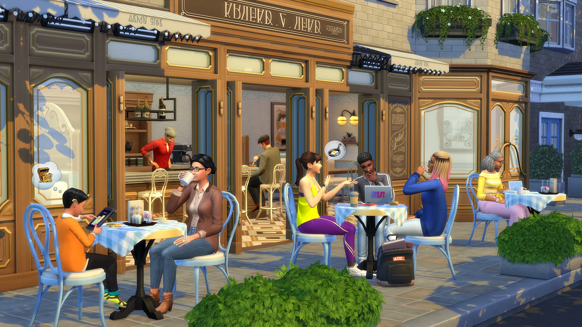 The sims 4, i kit rifugio in riviera e accogliente bistrot