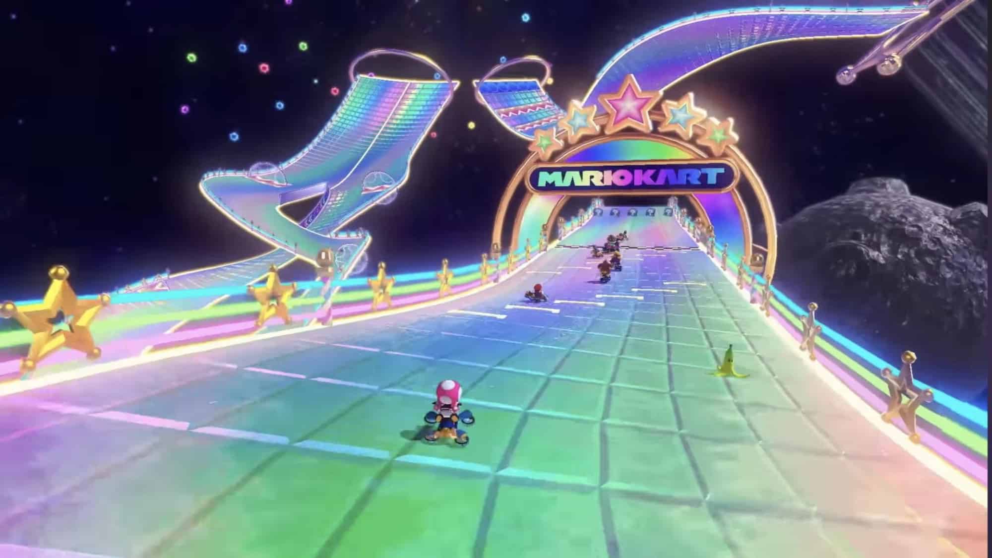 Una pista della serie mario kart, immagine d’archivio