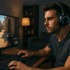 uomo che gioca ai videogiochi
