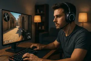 uomo che gioca ai videogiochi