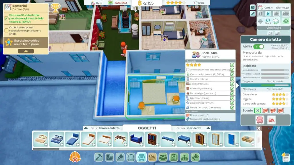 Hotel Architect, anteprima (Steam - accesso anticipato) Hotel Architect screenshot ospite snob