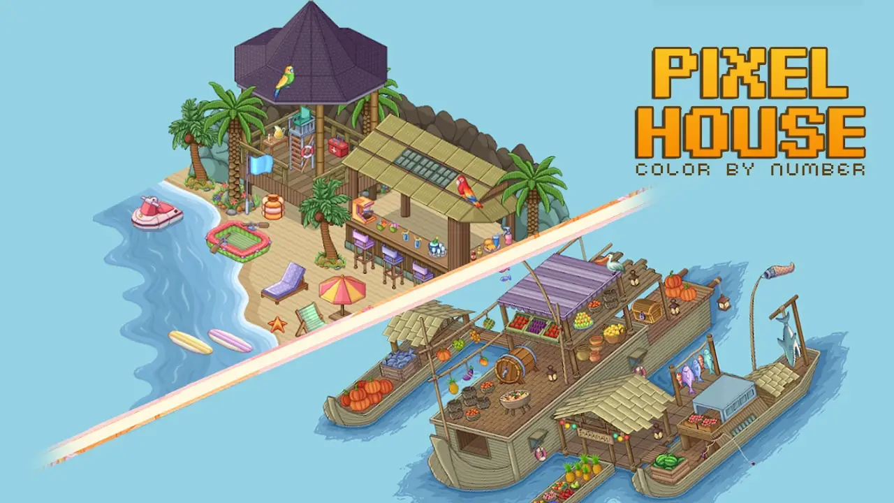 Pixel House Color by Number