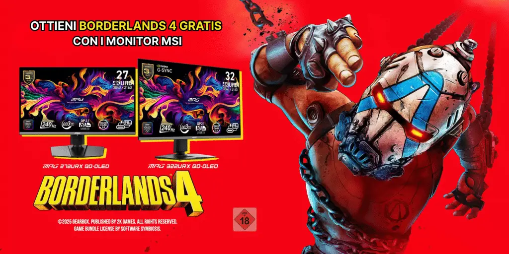 Borderlands 4 in regalo con i monitor MSI: ecco la nuova promozione Borderlands 4 in regalo con i monitor MSI: ecco la nuova promozione