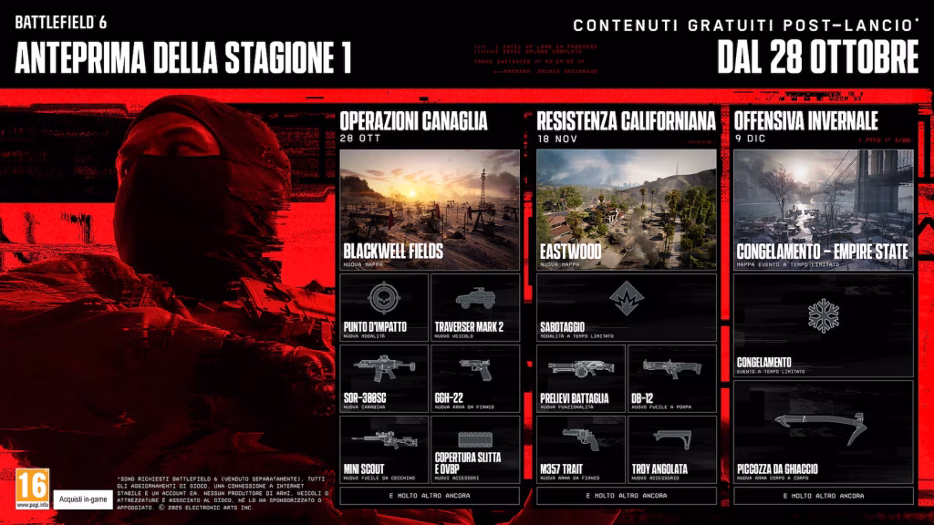 Cosa include la Stagione 1 di Battlefield 6 tra mappe, modalità e aggiornamenti gratuiti Battlefield 6 Stagione 1: tutte le novità gratuite