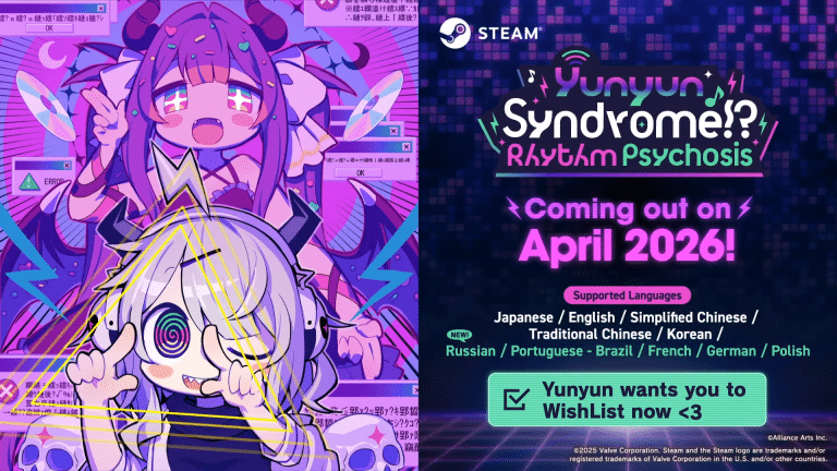 Yunyun syndrome rhythm psychosis arriverà su steam ad aprile 2026 con demo aggiornata e classifiche online.