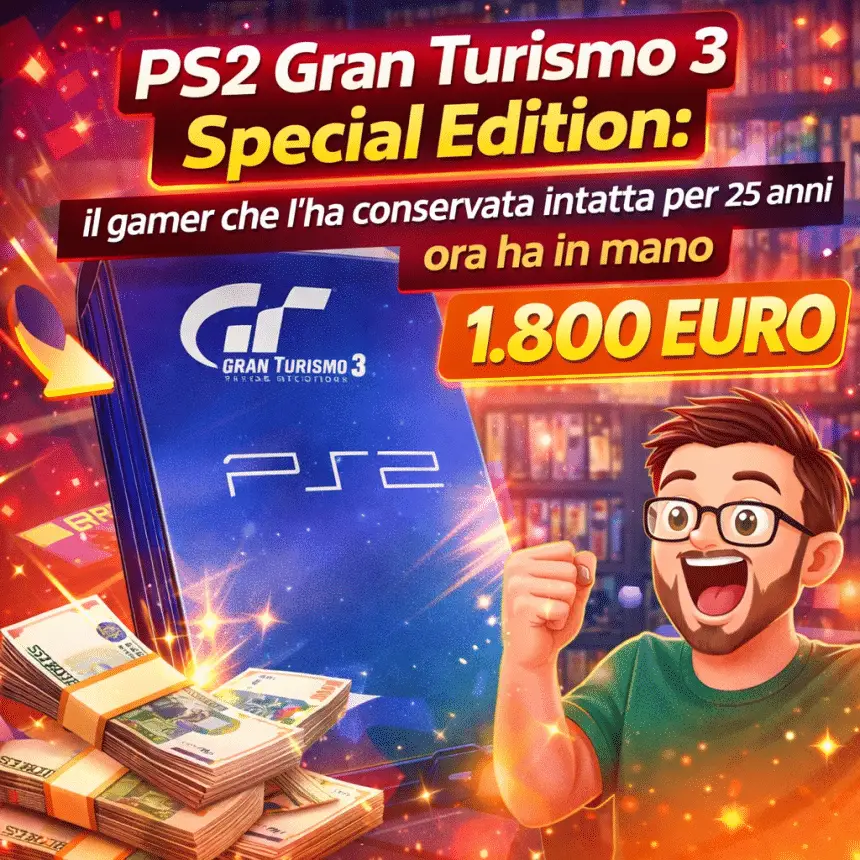 PS2 Gran Turismo 3 Special Edition il gamer che l'ha conservata intatta per 25 anni ora ha in mano 1.800 euro