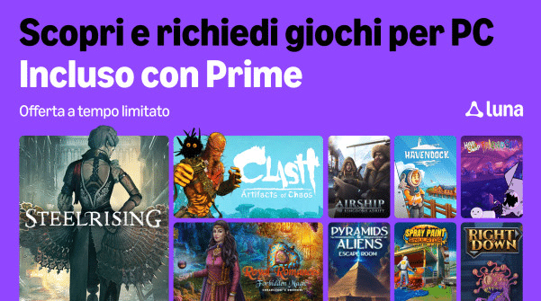 Amazon Luna agosto 2026: nuovi giochi con Prime e 9 titoli PC Amazon Luna agosto 2026: nuovi giochi con Prime e 9 titoli PC