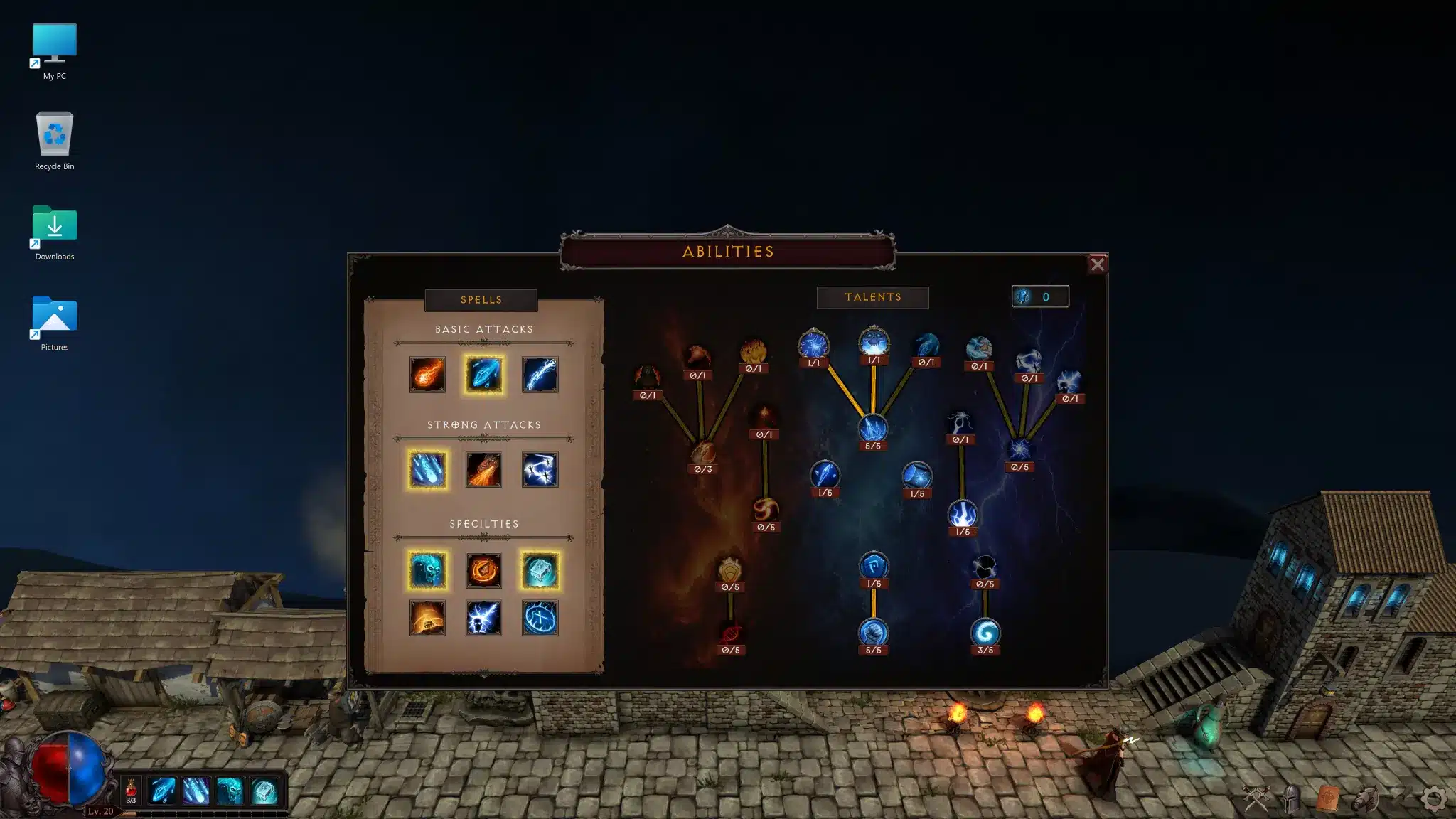 Deskrawl idle arpg con menu abilità e talenti