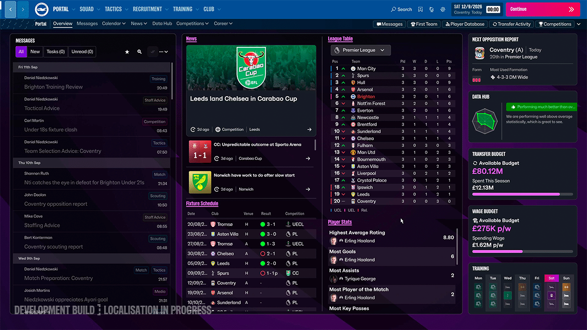 Football manager 27: schermata portal