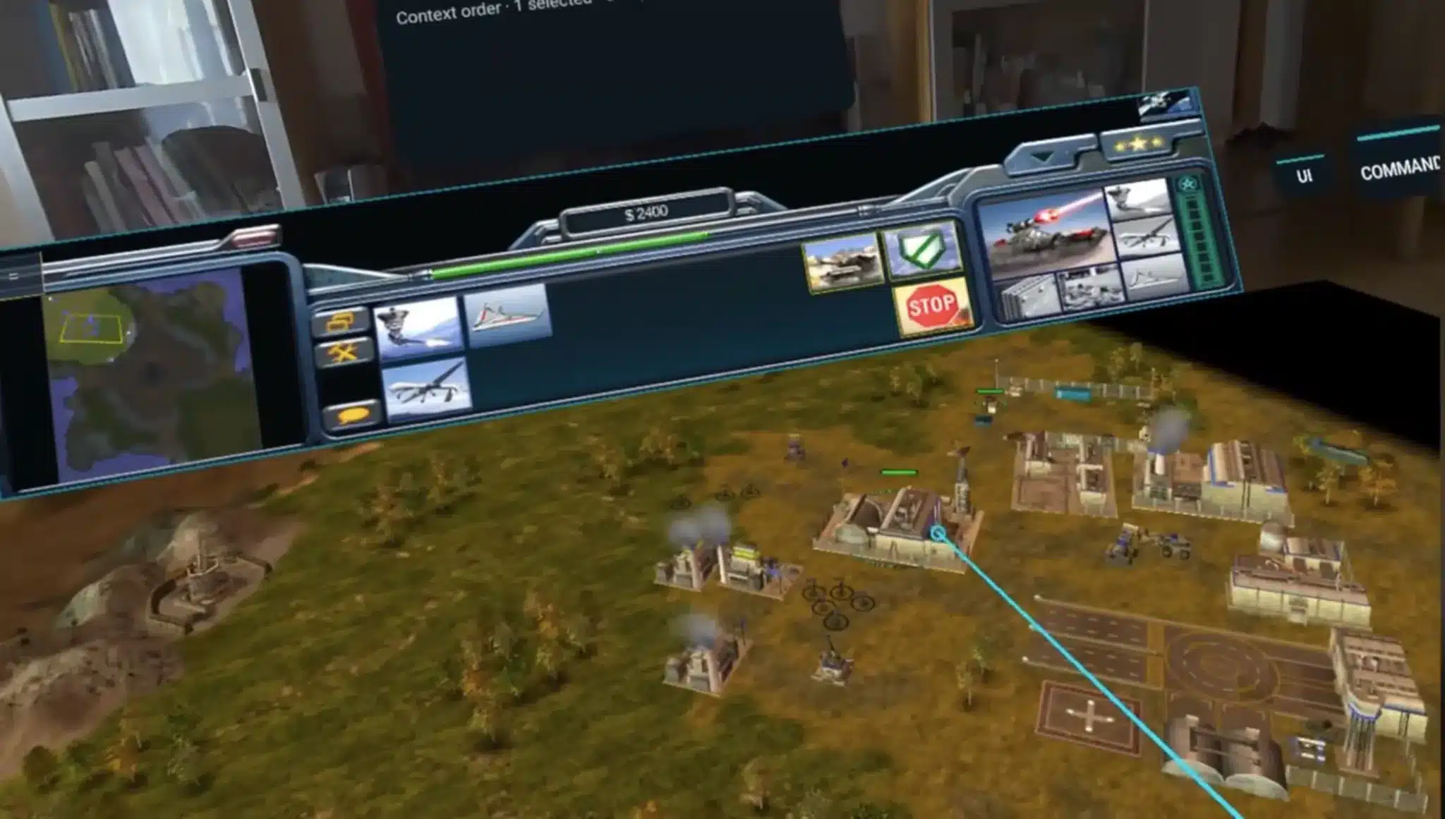 Command & conquer: generals diventa un tavolo da guerra su quest 3 Generals zero hour xr con finestra di costruzione su meta quest 3