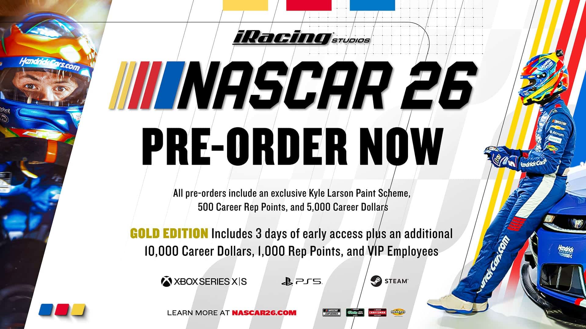 Nascar 26 ha lo split-screen? Multiplayer e crossplay Nascar 26 immagine ufficiale con kyle larson