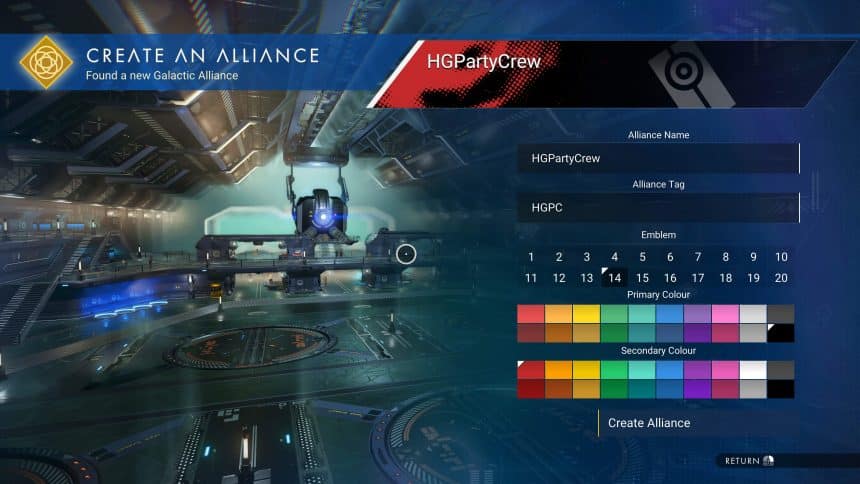 No man's sky cosmos menu crea un'alleanza