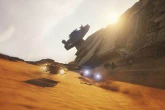 Star wars galactic racer, gara tra repulsorcraft su jakku