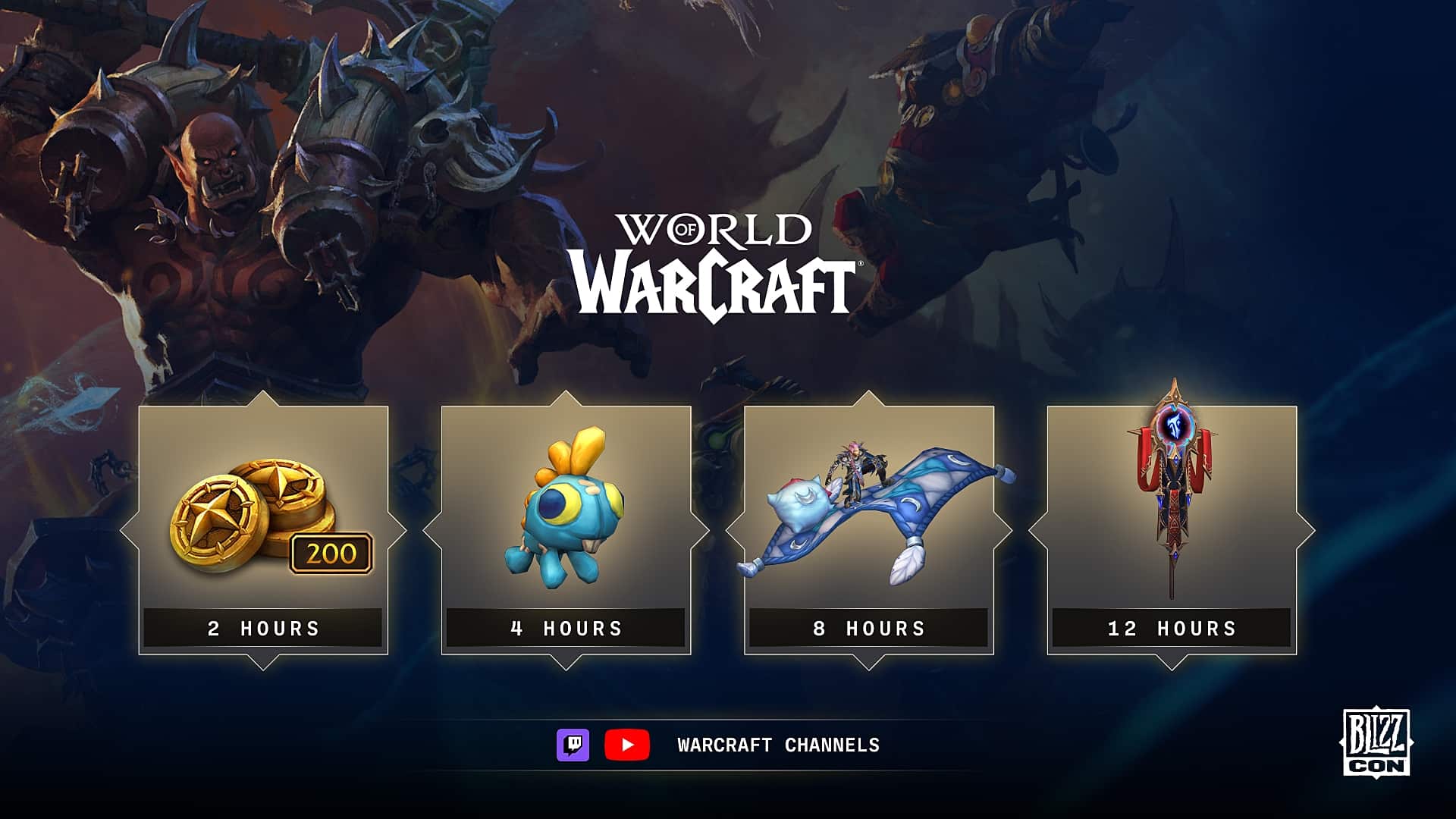 Wow blizzcon 2026 twitch drops: come ottenerli Ricompense twitch drops di world of warcraft per la blizzcon 2026