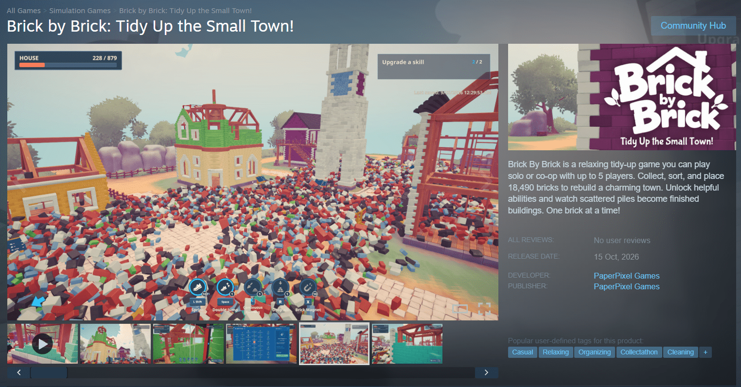 Brick by brick: tidy up the small town! Esce il 15 ottobre su steam Brick by brick tidy up the small town