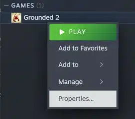 Grounded 2 public test: come entrare su pc, xbox e ps5 Voce proprietà di grounded 2 nel menu della libreria steam