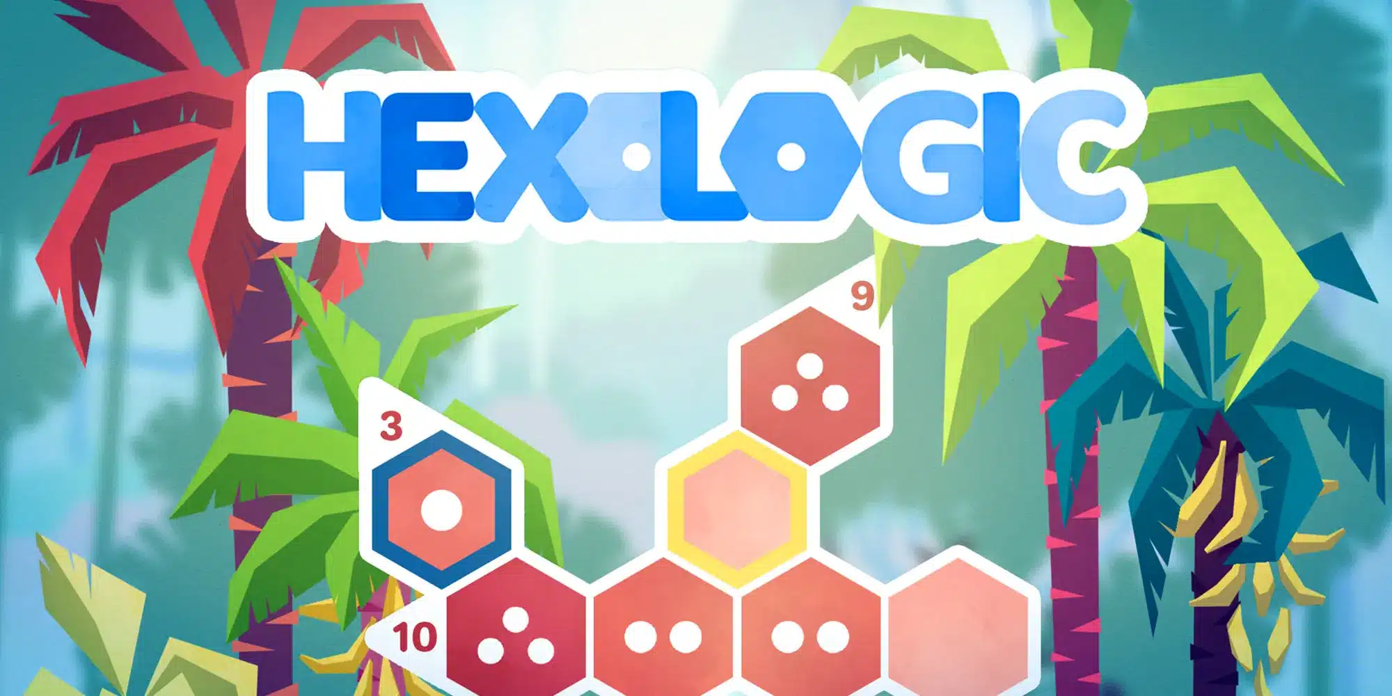 Artwork ufficiale hexologic con gli elementi geometrici colorati del puzzle