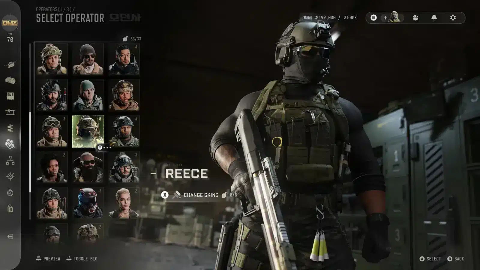 Modern warfare 4 dmz: come recuperare un operatore mia Menu di selezione operatore nella fob di modern warfare 4 dmz