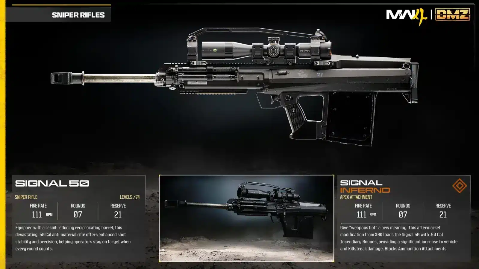 Mw4 signal 50: sblocco, build e apex inferno Call of duty modern warfare 4, scheda ufficiale del fucile signal 50 e accessorio apex inferno