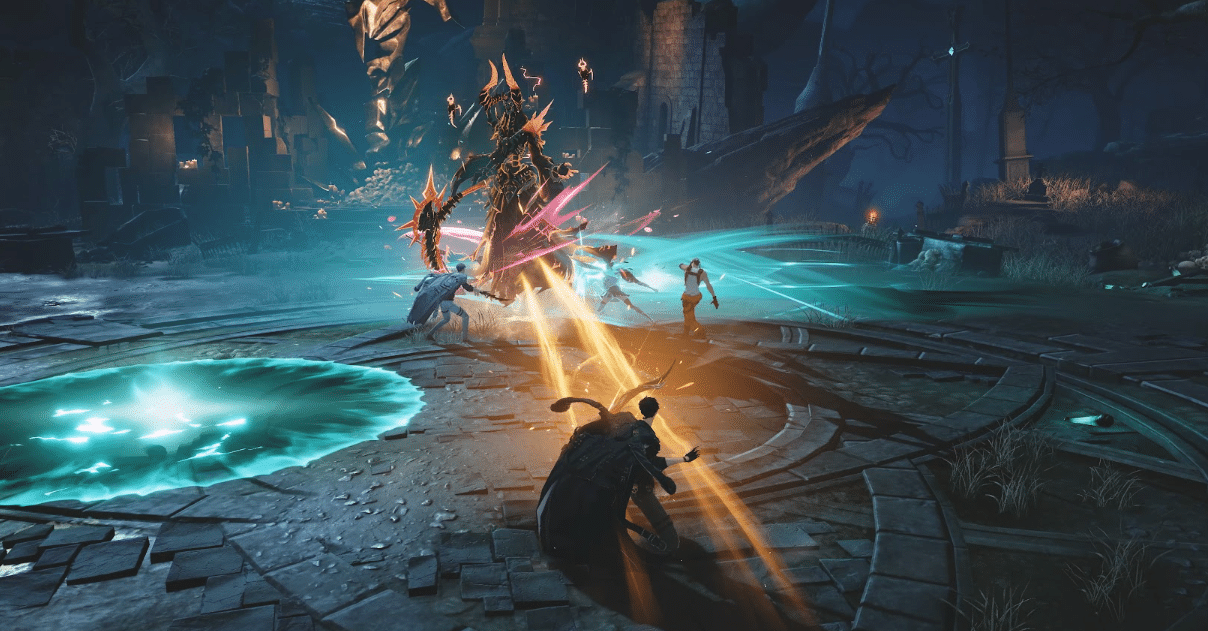 Solo leveling arise overdrive, combattimento cooperativo contro un boss, immagine ufficiale netmarble