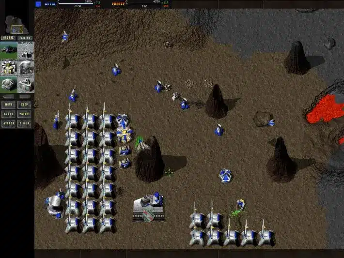 Total annihilation: una base militare e unità strategiche nel gioco originale del 1997